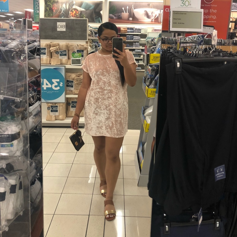 Velvet Pink T-shirt Dress